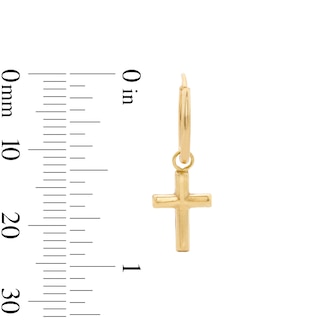 10K Gold Bonded Cross Dangle Hoop Earrings