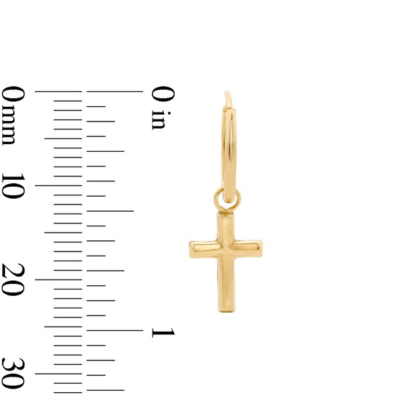 10K Gold Bonded Cross Dangle Hoop Earrings