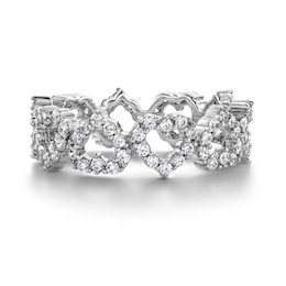 Solid Sterling Silver CZ Heart Outline Ring - Size 7