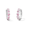 Thumbnail Image 1 of Solid Sterling Silver Pink CZ Heart Huggie Hoops