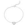 Thumbnail Image 1 of Solid Sterling Silver CZ Heart Cable Chain Bracelet - 7" + 1"