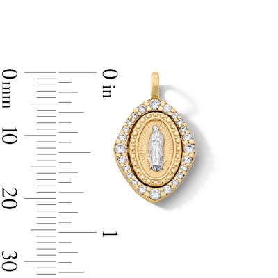 14K Gold Plated CZ Jesus Oval Necklace Charm