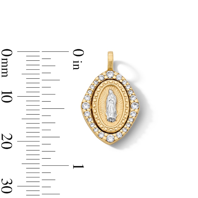 Main Image 3 of 14K Gold Plated CZ Jesus Oval Necklace Charm