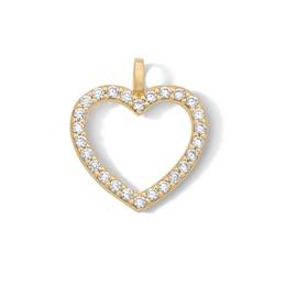 14K Gold Plated CZ Open Heart Necklace Charm