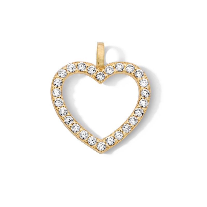 Main Image 1 of 14K Gold Plated CZ Open Heart Necklace Charm