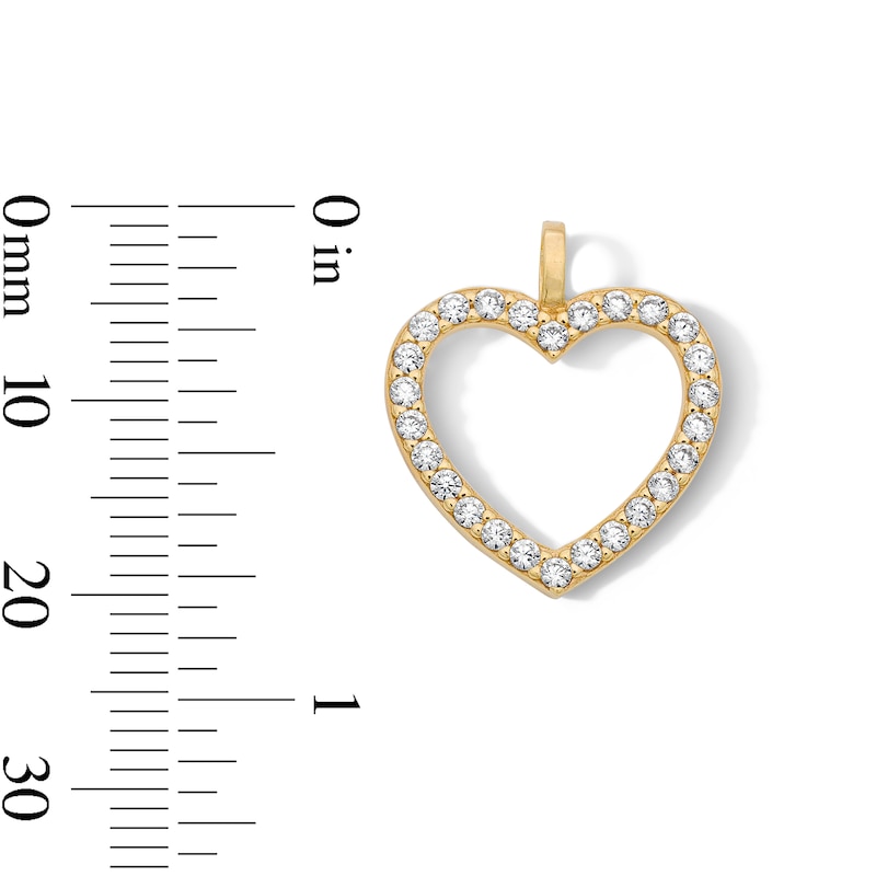 Main Image 2 of 14K Gold Plated CZ Open Heart Necklace Charm