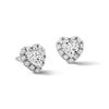 Solid Sterling Silver CZ Heart Frame Stud Earrings