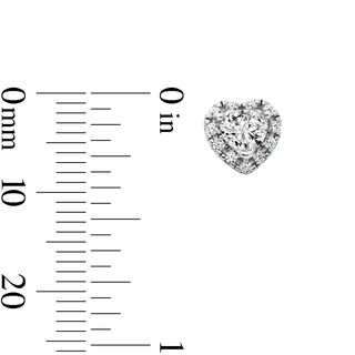 Solid Sterling Silver CZ Heart Frame Stud Earrings