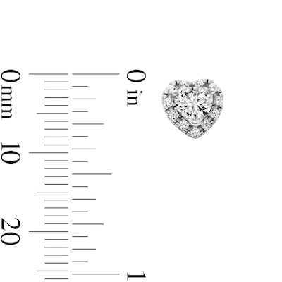 Solid Sterling Silver CZ Heart Frame Stud Earrings