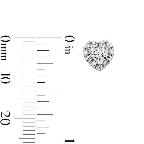 Solid Sterling Silver CZ Heart Frame Stud Earrings