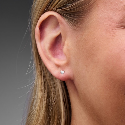 Solid Sterling Silver Heart Mini Studs