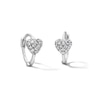 Thumbnail Image 1 of Solid Sterling Silver CZ Heart Cluster Huggie Hoops