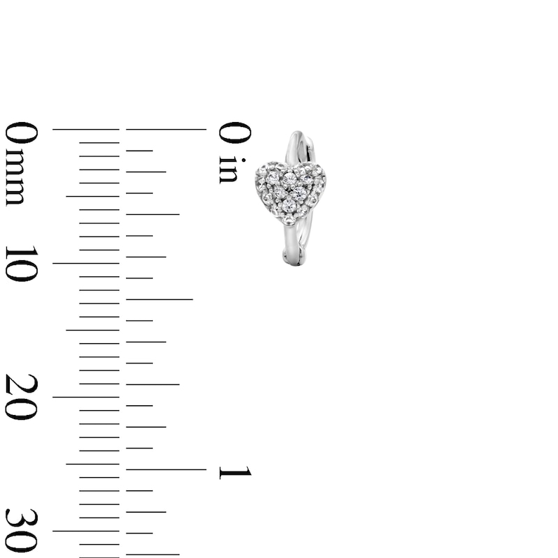 Main Image 2 of Solid Sterling Silver CZ Heart Cluster Huggie Hoops