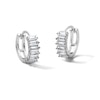 Thumbnail Image 1 of Solid Sterling Silver CZ Baguette Huggie Hoops