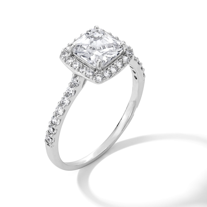 Main Image 2 of Solid Sterling Silver CZ Princess-Cut Halo Ring  - Size 7