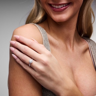 Solid Sterling Silver CZ Frame Ring - Size 7