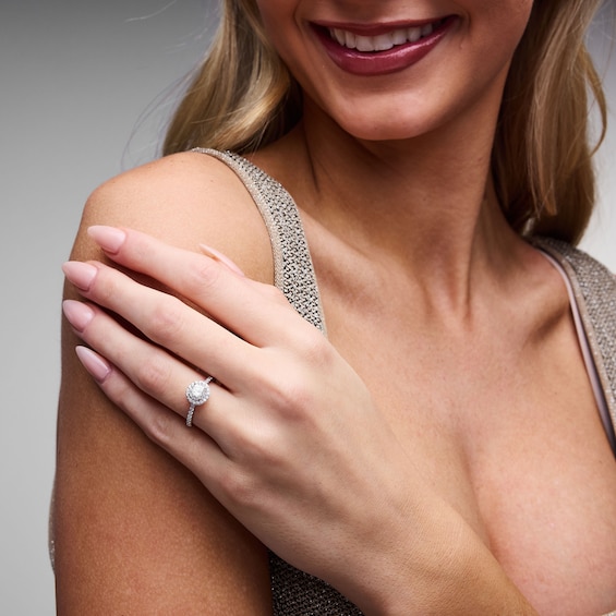 Solid Sterling Silver CZ Frame Ring - Size 7