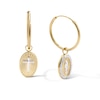 Thumbnail Image 1 of 10K Gold Bonded Our Lady of Guadalupe Two-Tone Huggie Drop Hoop Earrings