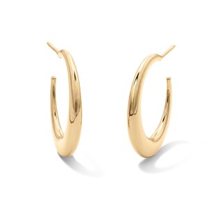 10K Gold Bonded Tapered Oval Hoop Earrings