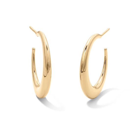 10K Gold Bonded Tapered Oval Hoop Earrings