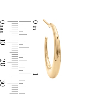 10K Gold Bonded Tapered Oval Hoop Earrings