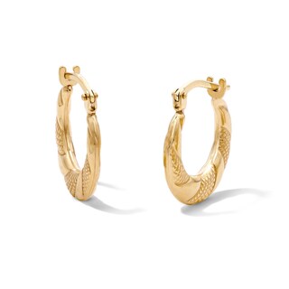 10K Bonded Gold Swirl Hoop Earrings