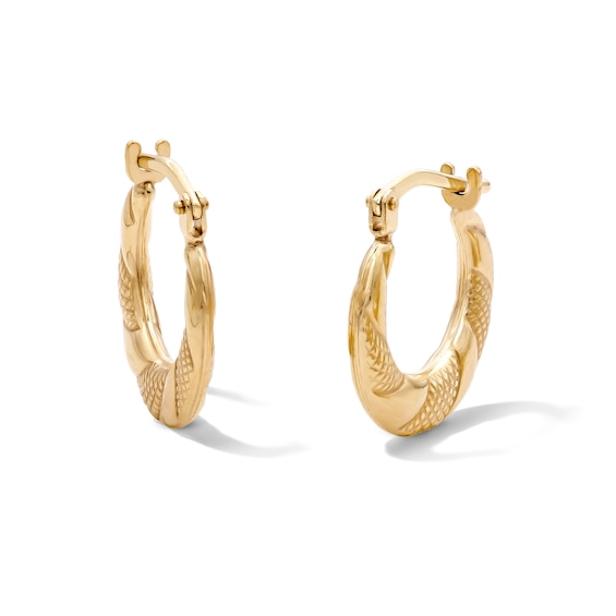 10K Bonded Gold Swirl Hoop Earrings