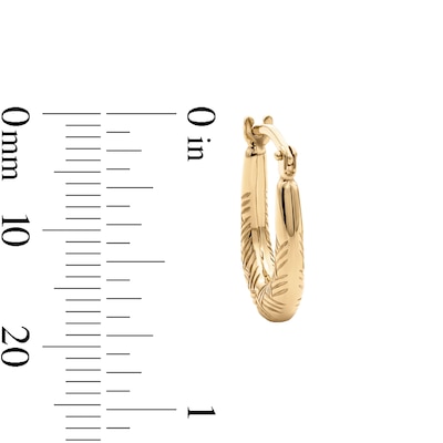 10K Gold Bonded Etched Oval Hoop Earrings