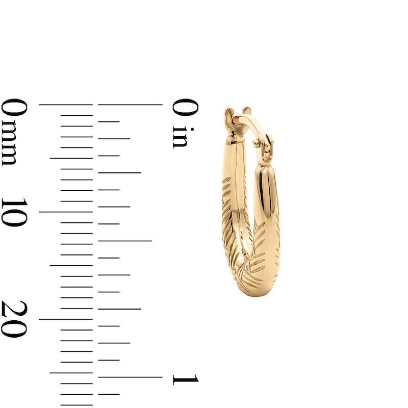 Main Image 2 of 10K Gold Bonded Etched Oval Hoop Earrings