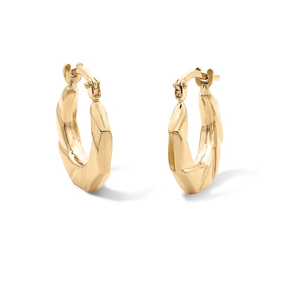 10K Gold Bonded Geometric Hoop Earrings