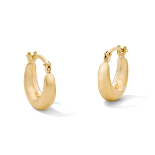 10K Gold Bonded Tapered Sculpted Hoop Earrings
