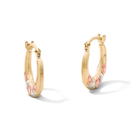 10K Gold Bonded “XO” Tri-Tone Hoops