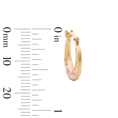 10K Gold Bonded Tri-Tone “XO” Hoop Earrings