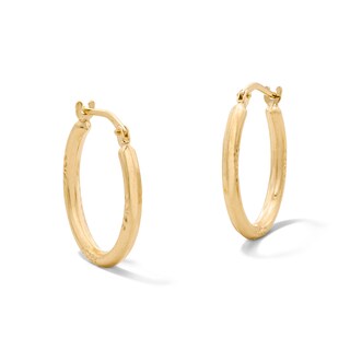10K Gold Bonded Etched Hoop Earrings