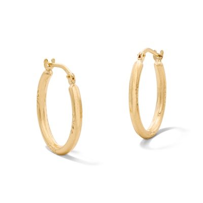 10K Gold Bonded Etched Hoop Earrings