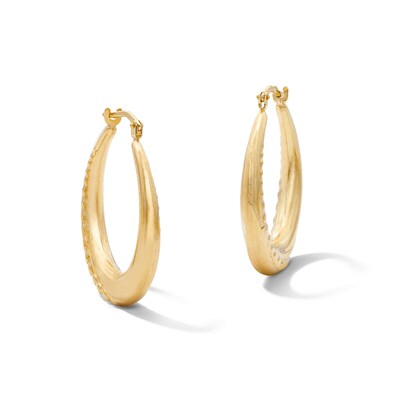 10K Gold Bonded Twist Tapered Hoop Earrings