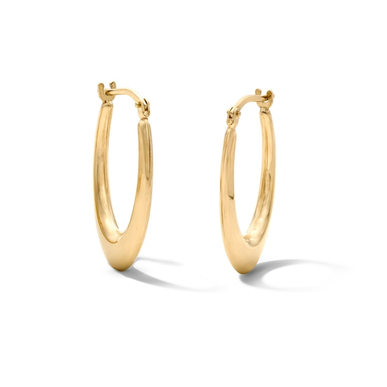 10K Gold Bonded 21mm Graduated Oval Hoop Earrings