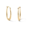 Thumbnail Image 1 of 10K Gold Bonded Ripple Texture Oval Hoop Earrings