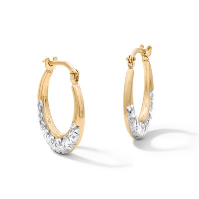 10K Gold Bonded Two-Tone Diamond-Cut Hoop Earrings