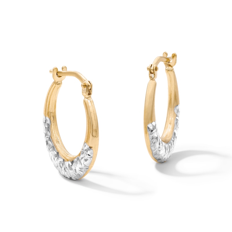10K Gold Bonded Two-Tone Diamond-Cut Hoop Earrings