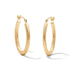 10K Gold Bonded Mesh and Swirl Textured Oval Hoops