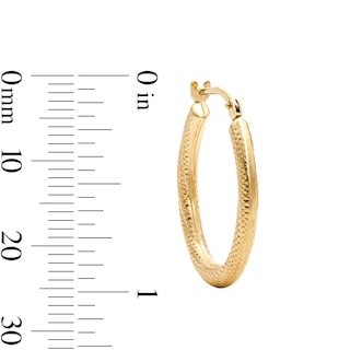 10K Bonded Gold Swirl Textured Oval Hoop Earrings