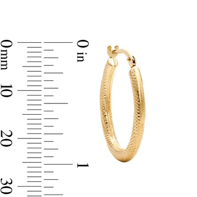 10K Bonded Gold Swirl Textured Oval Hoop Earrings