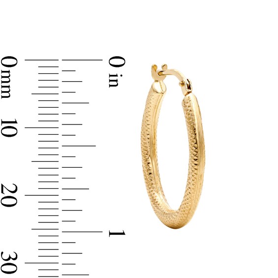 10K Bonded Gold Swirl Textured Oval Hoop Earrings