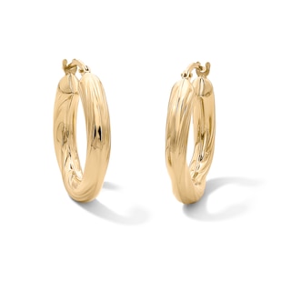 10K Gold Bonded Swirl Hoop Earrings