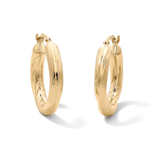 10K Gold Bonded Swirl Hoop Earrings