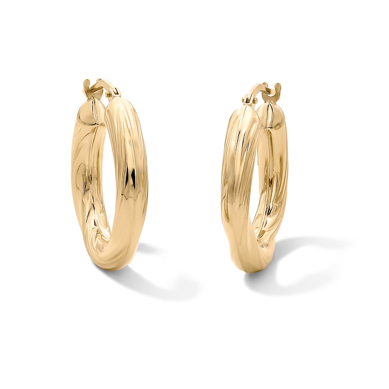 10K Gold Bonded Swirl Hoop Earrings