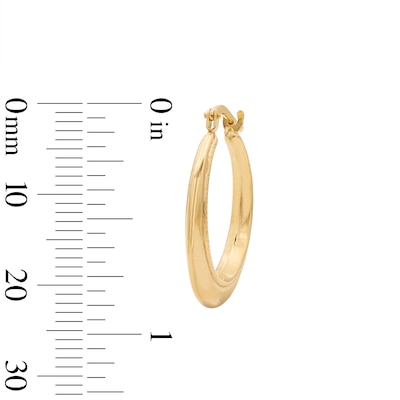 10K Gold Bonded Knife Edge Textured Hoop Earrings