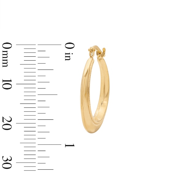 10K Gold Bonded Knife Edge Textured Hoop Earrings