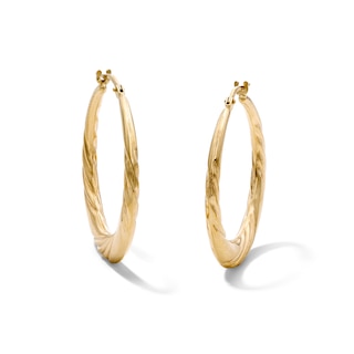 10K Bonded Gold Swirl Textured Hoop Earrings